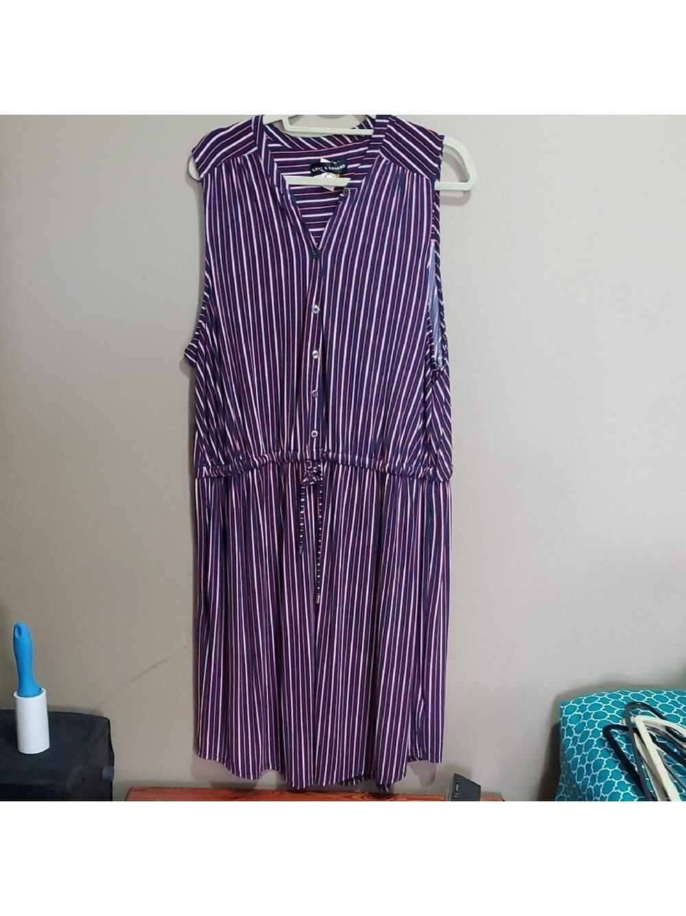 Love & Legend Striped Sleeveless Shirt Dress Size 3x